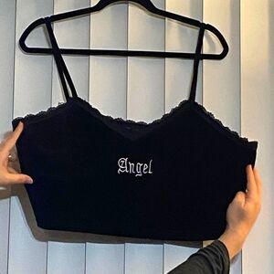 Shein Curve XXL Crop Valor Black Angel Tank Top